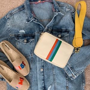 Clare v stripe midi sac crossbody bag